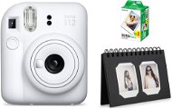 FujiFilm Instax Mini 12 Clay White + mini film 20 ks fotiek + Instax desk album 40 Black - Instantný fotoaparát