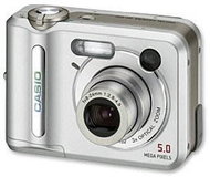 CASIO QV-R52 stříbrný (silver), CCD 5 Mpx, 3x zoom, 2" LCD, 2x AA, SD/ MMC - Digital Camera