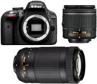Nikon D3300 Schwarz + 18-55mm AF-P VR + 70-300mm VR AF-P - Digitale Spiegelreflexkamera