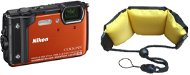 Nikon COOLPIX W300 narancssárga színű + 2-in-1 lebegő pánt - Digitális fényképezőgép
