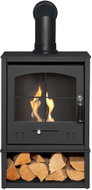 OKO Bioethanol fires S2 biokrb na ethanol se šikomou rourou a úložným prostorem na dřevo, antracitov - Bioethanol Fireplace