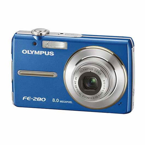Olympus FE-280 Zoom modrý (blue), CCD 8 Mpx, 3x zoom, 2.5" LCD, Li-Ion, xD, face detection - Digital Camera - Main image