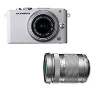 OLYMPUS E-PL3 + Objektivy 14-42mm II R + 40-150mm white/ silver - Digital Camera
