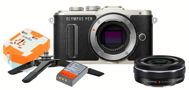 Olympus PEN E-PL8 Black + Pancake lens ED 14-42EZ Black + Travel kit - Digital Camera