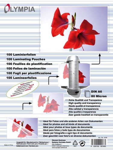 Olympia A6/160 Glossy - Package 100 pcs - Laminating Film - Main image