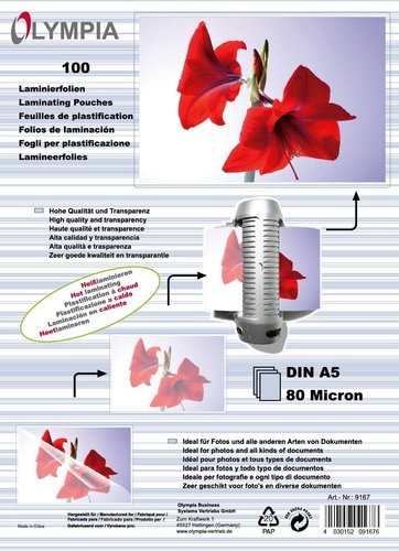 Olympia A5 / 160 fényes - 100 db-os csomag - Lamináló fólia - Fő fotó