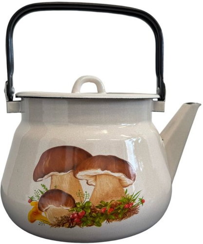 Olymp Enamel teapot with lid 18,5 cm 2,5 l mushrooms - Hot Water Kettle - Main image