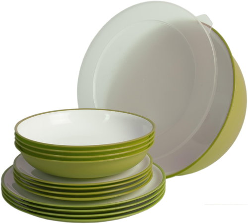 Omada Plastic Unbreakable Utensil Set Sanaliving Set 14pcs VerdeMela - Camping Utensils - Main image
