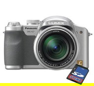 Sada Panasonic LUMIX DMC-FZ7EG-S stříbrný (silver), CCD 6 Mpx, 12x zoom, 2.5" LCD, Li-Ion, SD/ MMC,  - Digital Camera