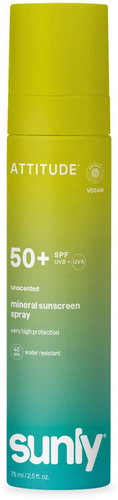 ATTITUDE Mineral Sunscreen Spray Sunly SPF 50+ Unscented 75 ml - Sun Spray - Main image