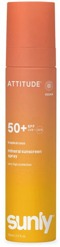 ATTITUDE Mineral Sunscreen Spray Sunly SPF 50+ Tropical Coco 75 ml - Sun Spray - Main image