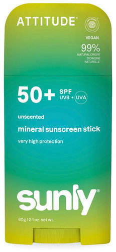 ATTITUDE Mineral Sunscreen Stick Sunly SPF 50+ Unscented 60 g - Sunscreen - Main image