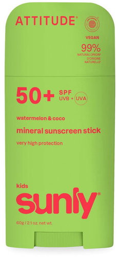 ATTITUDE Mineral Sunscreen Stick Sunly Kids SPF 50+ Watermelon Coco 60 g - Sunscreen - Main image