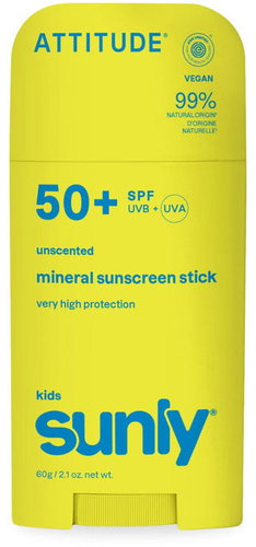 ATTITUDE Mineral Sunscreen Stick Sunly Kids SPF 50+ Unscented 60 g - Napozókrém - Fő fotó