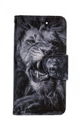 TopQ iPhone SE 2022 book case Black and white lion 74959 - Phone Case