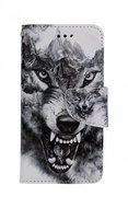 TopQ Case iPhone SE 2022 bookcase Black and white wolf 74943 - Phone Case