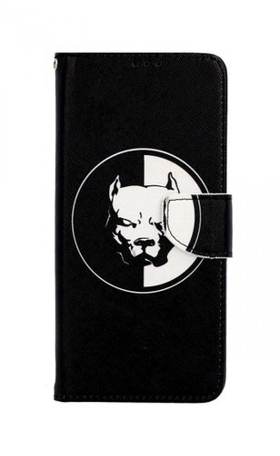TopQ Samsung A12 book case Black and white pitbull 60142 - Phone Case - Main image