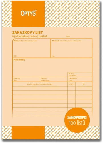 OPTYS 1085 Order Form - Form - Main image