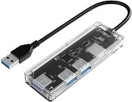 Orico USB-A Hub 4xUSB 3.0 Transparent thin, TF/SD reader - USB Hub