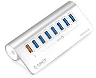 ORICO Aluminum Alloy 7-Port QC18W Fast Charging, Silber - USB Hub