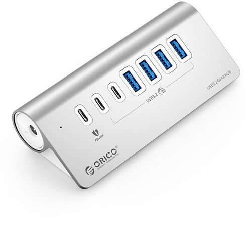 ORICO M3U4C3 Aluminum Alloy 4-Port PD60W Fast Charging, Silber - USB Hub - Hauptbild