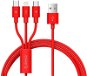 ORICO 3 in 1 3A Nylon Braided Charge & Sync Cable 1,2 m Red - Dátový kábel