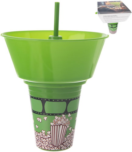 ORION Cup with bowl Snack popcorn + straw 0,55 l UH - Children's Dining Set - Main image