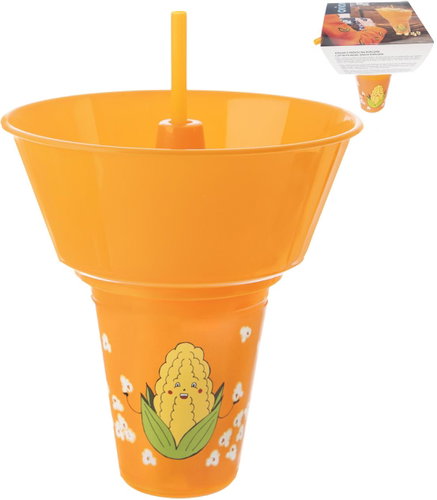 ORION Cup with bowl Snack corn + straw 0,55 l UH - Children's Dining Set - Main image