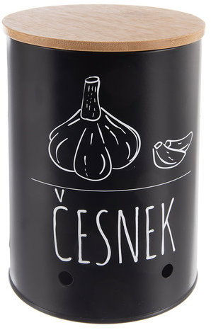 ORION Box diameter 11 cm Garlic BLACK CZ sheet/bamboo - Storage Jar - Main image