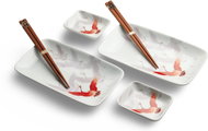 ORIENTAL Chinese porcelain sushi set Crane 4 pcs - Sushi Tableware Set