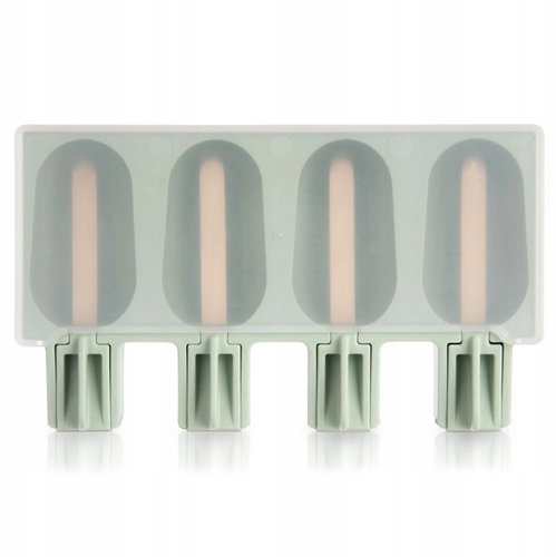 ORION Popsicle mould with lid × 4 + Wooden sticks green silicone/PP - Ice Pop Mould - Main image