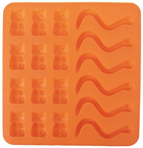 ORION Silicone Form, Teddy Bears and Earthworms ORANGE - Baking Mould - Main image