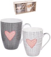 Mug PINK HEART Mug Porcelain 0.35l, 2 pcs - Hrnek