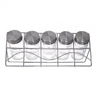 Orion Glass/Stainless-steel 5 pcs+  Stand, MATT, Chrome - Spice Container Set