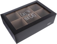 ORION Kazeta na čajové sáčky černá dřevo/sklo - Tea Storage Box