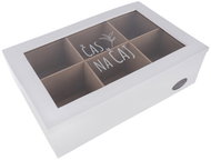 ORION Kazeta na čajové sáčky bílá dřevo/sklo - Tea Storage Box