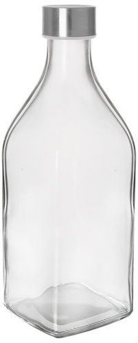 ORION Bottle with lid 1,1 l square glass/metal - Liquor Bottle - Main image