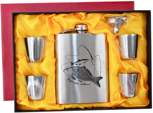 ORION ANGLER Thermo Flachmann mit 4 Schnapsgläsern - Thermoskanne - Hauptbild