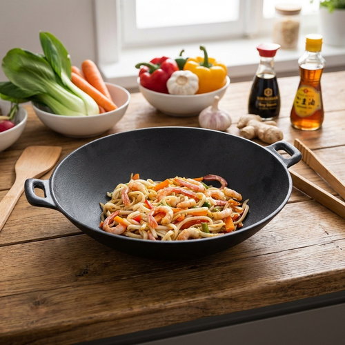 WOK öntöttvas serpenyő 30 cm átmérővel - Wok serpenyő - Fő fotó