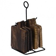 ORION Holz-Untersetzer 12,5x10 cm Set 6 Stück+Ständer - Tablett