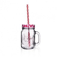 ORION Glass with lid and straw 0,45 l STRAW karo - Glass