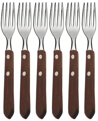 Orion Steak Fork, Stainless Steel/Wood 6 pcs - Fork - Main image