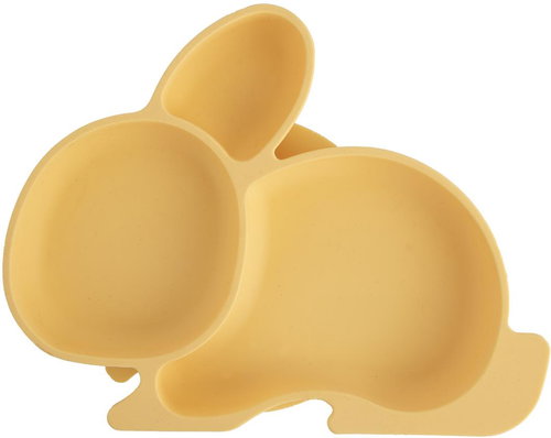 ORION Teller 23 × 18 cm Kinderteller geteilt Hase Silikon gelb - Teller - Hauptbild