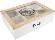 Krabička na čaj ORION Kazeta na čajové vrecká biela, drevo/sklo - Krabička na čaj