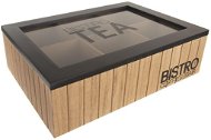 Krabička na čaj ORION Bistro Kazeta na čajové vrecká, drevo/sklo - Krabička na čaj