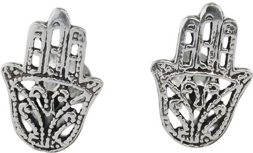 Oriental silver earrings, Fatima's hand - Earrings - Main image