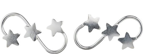 Oriental silver minimalist earrings, stars - Earrings - Main image