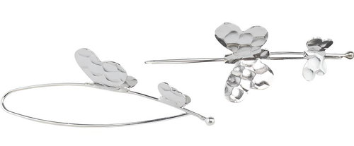Oriental silver wrought earrings, Butterflies - Earrings - Main image