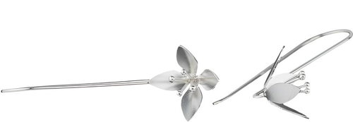 Oriental silver wrought earrings, Flower - Earrings - Main image