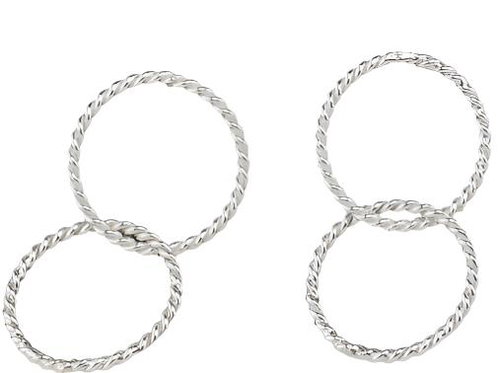 Oriental silver earrings puzzles, two rings - Earrings - Main image